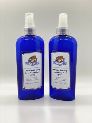 Two Tea Tree Oil Repellent Spray bottles that repels against head lice. 