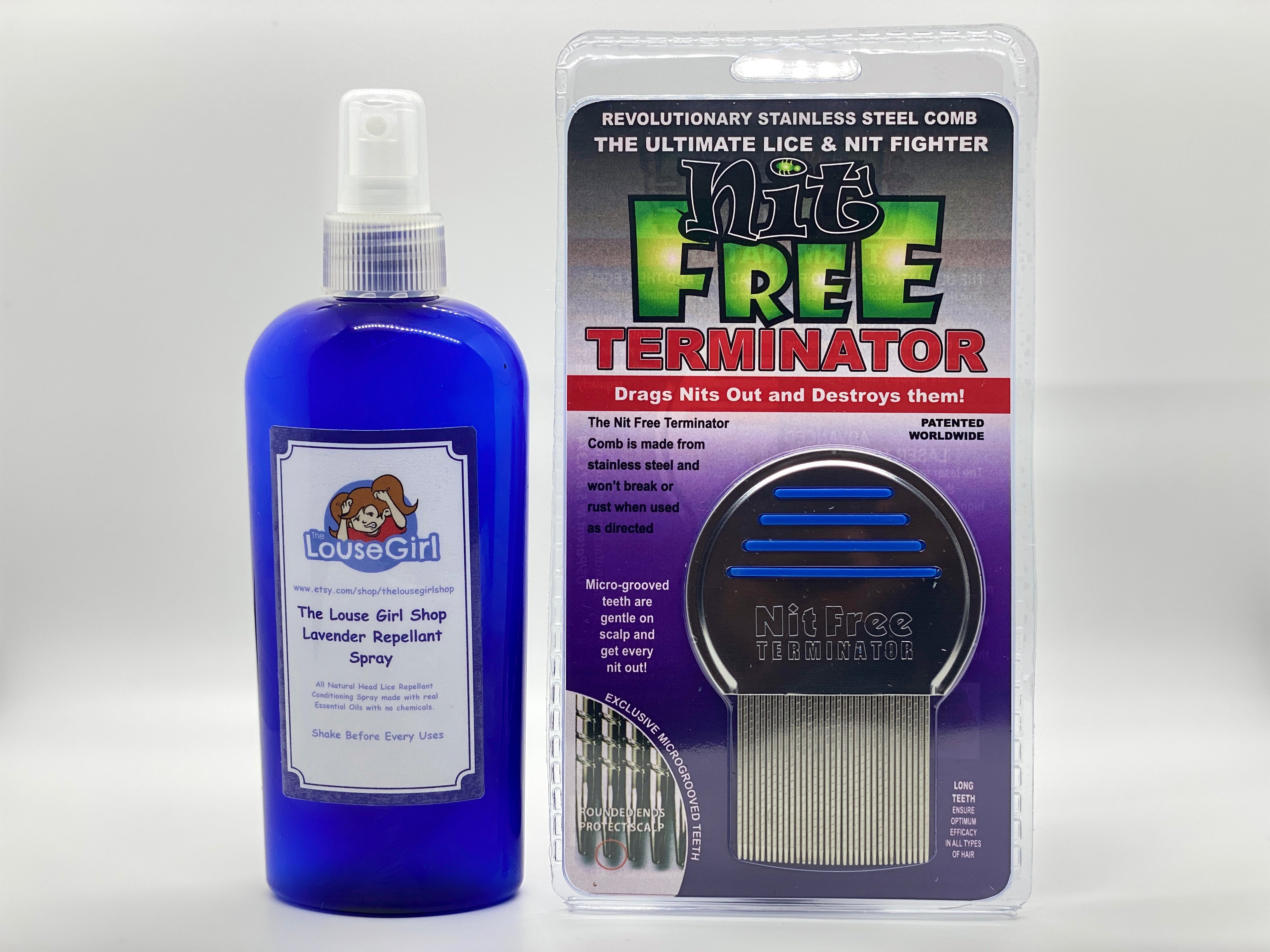 Kit de eliminación de piojos y liendres de 3 pasos con repelente de menta,  peine Terminator para piojos, tratamiento de espuma Nit Free para eliminar